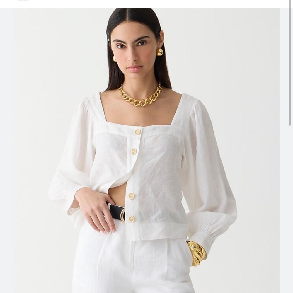 J crew square neck linen top NWT